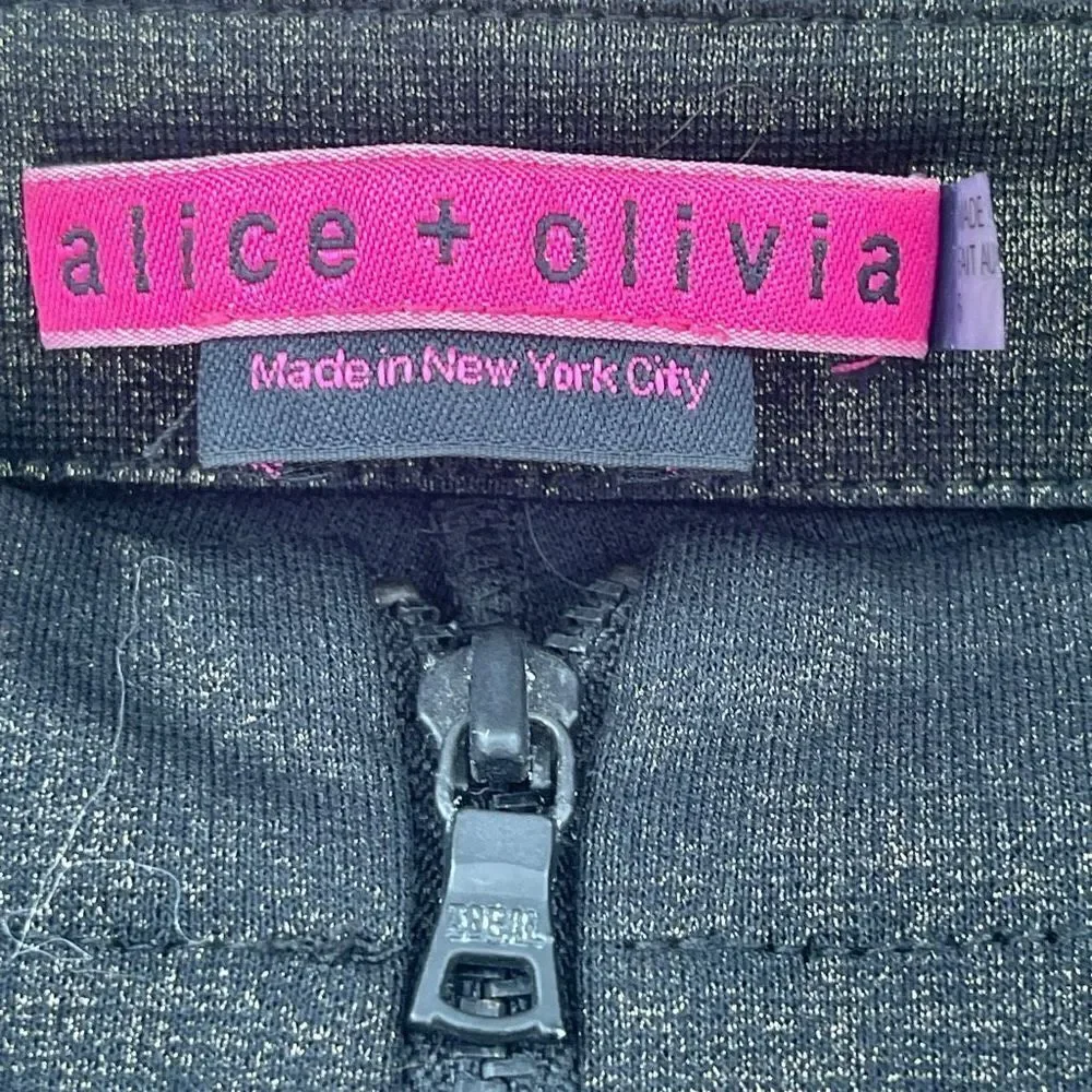 Alice + Olivia Women's Slim Zipper Front Black Leggings Size 6 - Picture 4 of 8